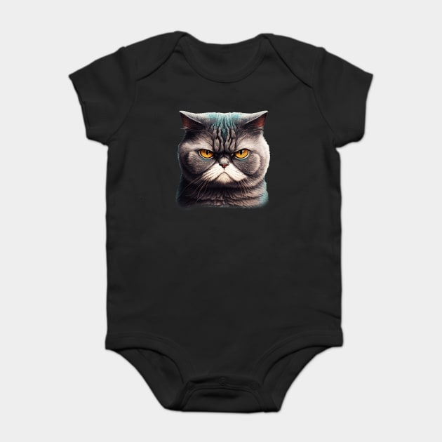 Funny Annyoyed Cat Face, Love Cats Baby Bodysuit by logiamerch